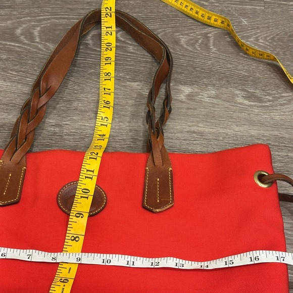 Dooney & Bourke Nylon Shopper Tote Bag Red Vacchetta Leather Trim Preppy Coastal - Picture 11 of 12